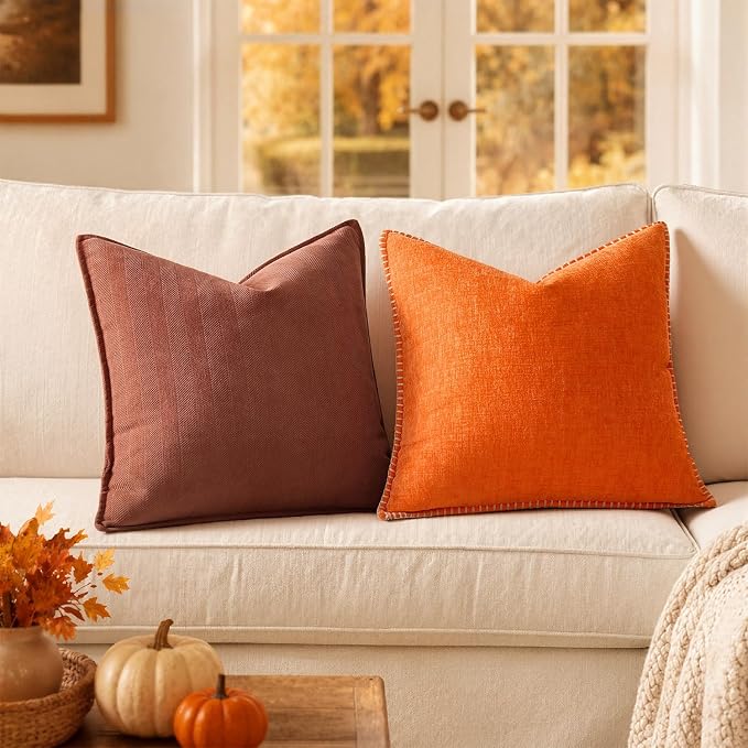 MIULEE Fall Decorative Couch Throw Pillow Covers 18x18 Inch Bright Orange | 2 - Image 5