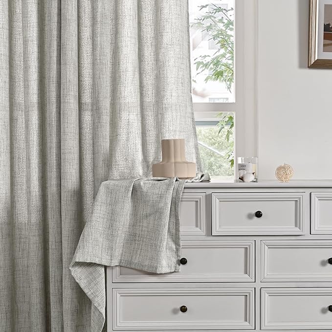 YoungsTex Dark Grey Linen Curtains 72 Inch Length - Image 7