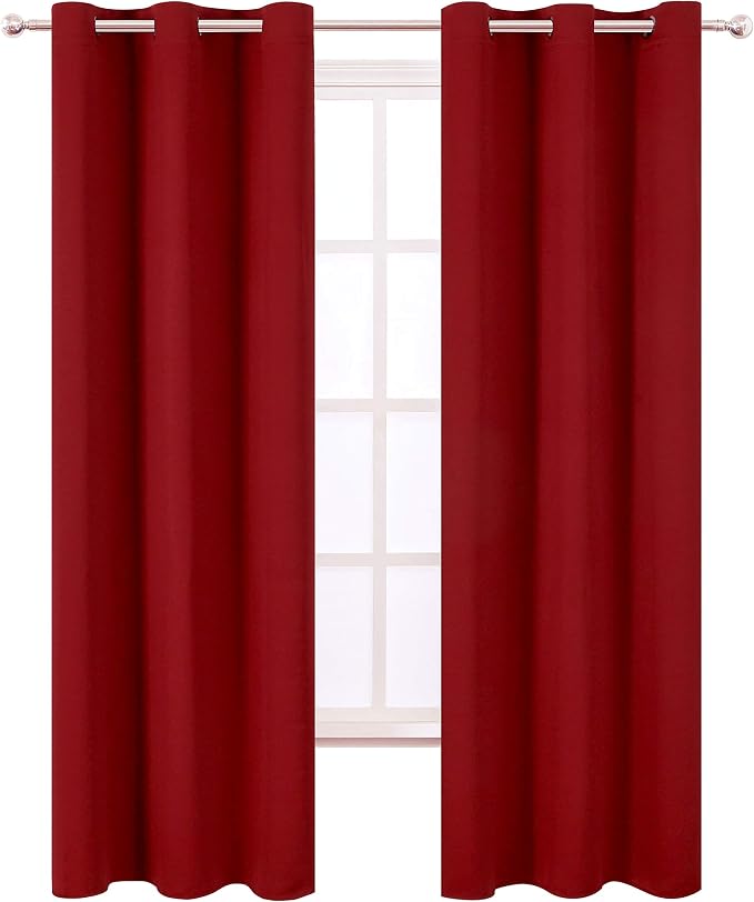 Red Blackout Curtains 34 x 84 Inch Length/Set of 2 Curtain Panels/Thermal - Image 2