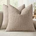 MIULEE Chenille Textured Throw Pillow Covers Oatmeal 20x20 Set of 2 | Slubby by MIULEE