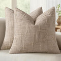 MIULEE Chenille Textured Euro Throw Pillow Covers Oatmeal 22x22 Set of 2 | by MIULEE