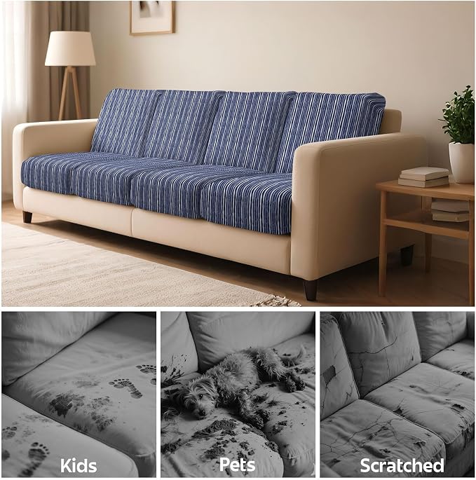 8Pcs Patio Cushion Covers Stretch Outdoor Furniture Protector Slipcovers | - Image 9