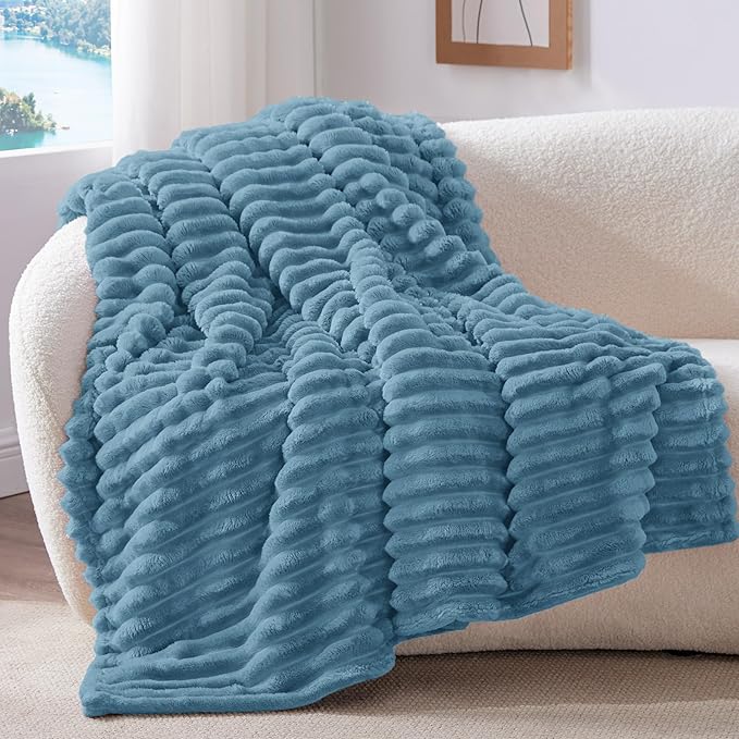 BEDELITE Striped Fleece Throw Blanket, Soft Cozy, Lightweight Warm, Machine - Image 2
