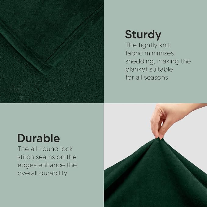 Utopia Bedding Soft Fleece Bed Blanket King Size Forest Green | Microfiber - Image 5