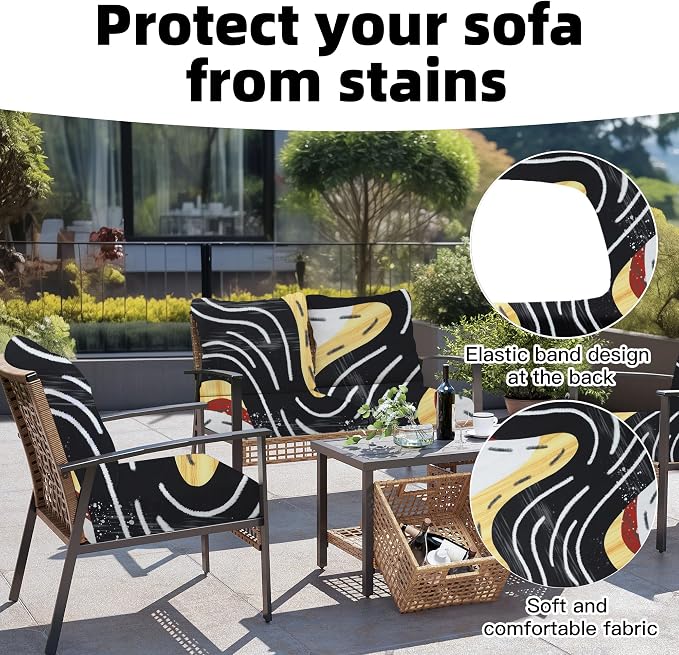 8Pcs Outdoor Cushion Covers, Elastic Patio Cushion Covers | Washable, - Image 4