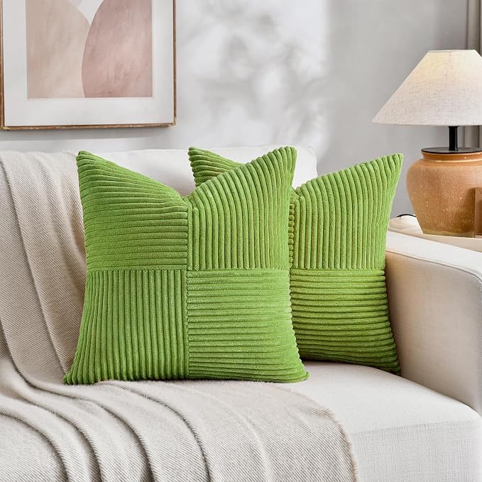 Fancy Homi Set of 2 Lime Green Big Decorative Throw Pillow Covers 24x24 Inch by Fancy+Homi