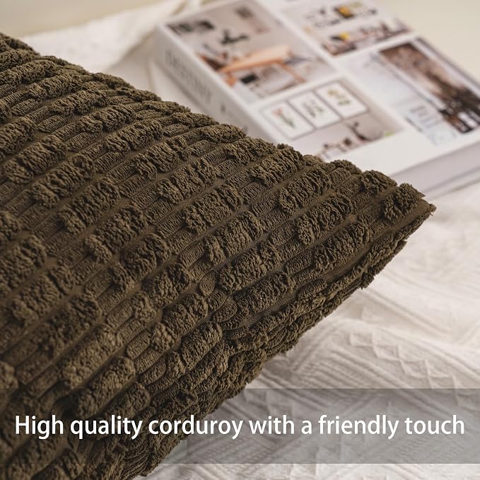 Aegero Pack of 2 Corduroy Decorative Throw Pillow Covers 24x24 Inch - Image 2
