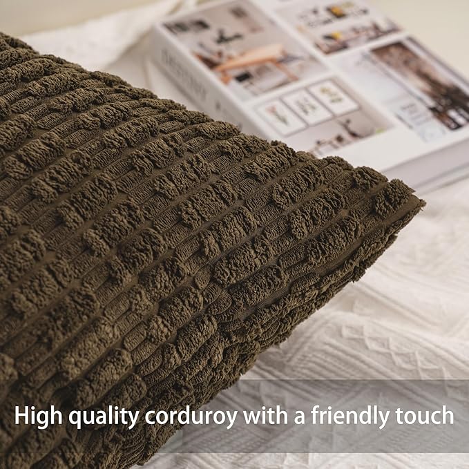 Aegero Pack of 2 Corduroy Decorative Throw Pillow Covers 12x20 Inch - Image 2