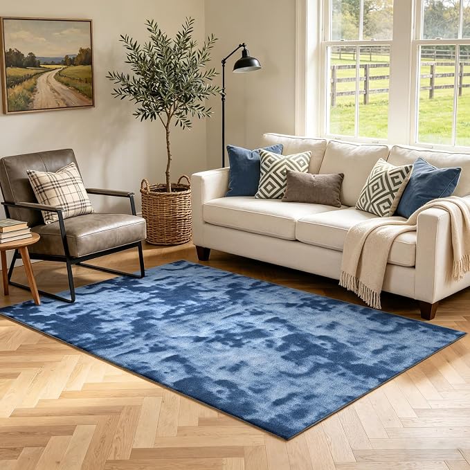 3x5 Tie-dye Dark Teal Area Rug Washable Non-Slip Soft by Unknown