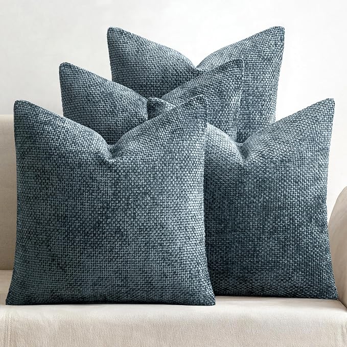 MIULEE Soft Decorative Chenille Pillow Covers Navy Blue 20x20 Pack of 4 | by MIULEE