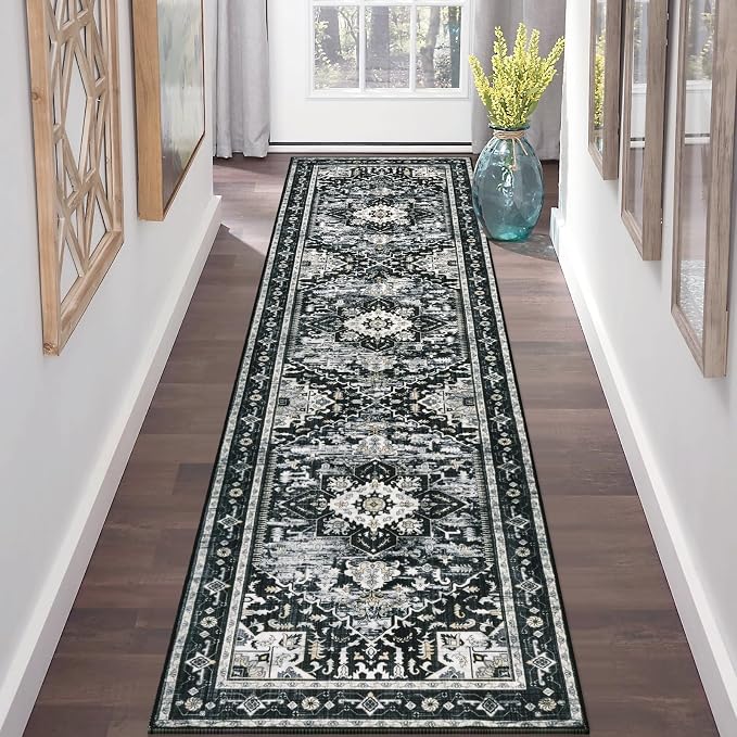 Yamaziot Washable Runner Rug, 2x8 Non-Slip Boho Vintage Hallway Kitchen Rug | - Image 6