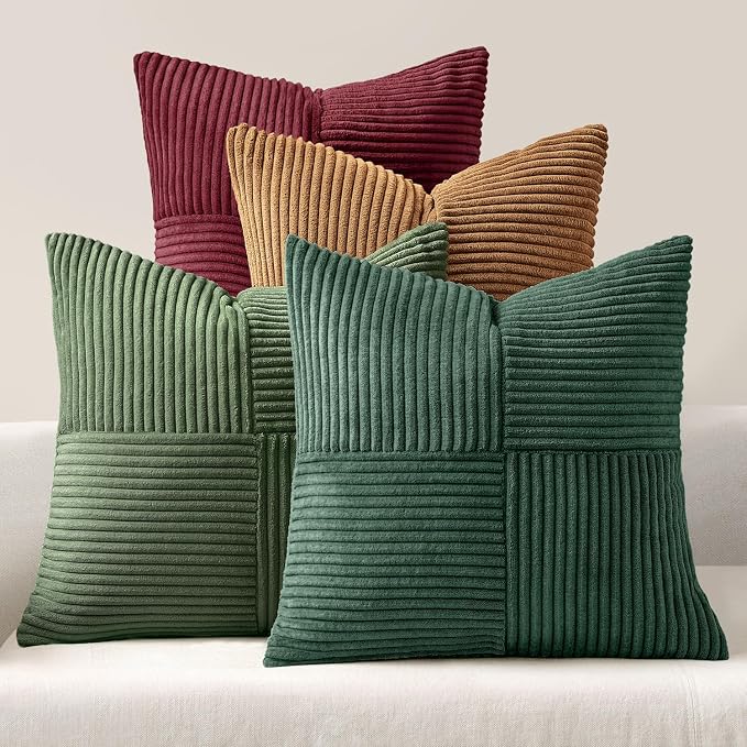 MIULEE Boho Christmas Green Decorative Throw Pillow Covers 20x20 Set of 4 by MIULEE