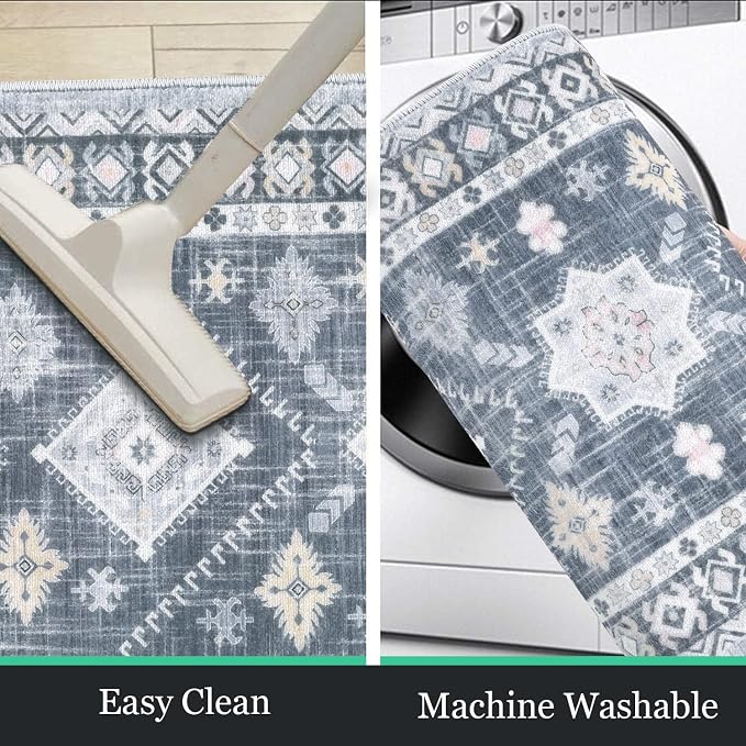 HEBE Boho Kitchen Rugs Set of 3, Non Slip Washable Kitchen Mats - Image 4