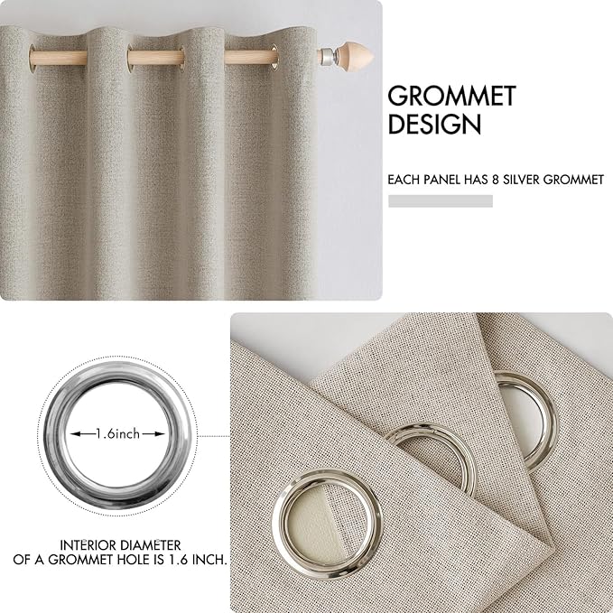 MIULEE 100% Blackout Linen Curtains - Image 4