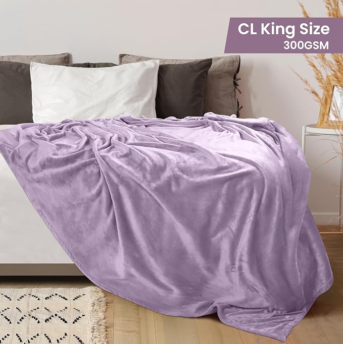 Utopia Bedding Fleece Bed Blanket California King Size Lilac | Microfiber Plush - Image 2