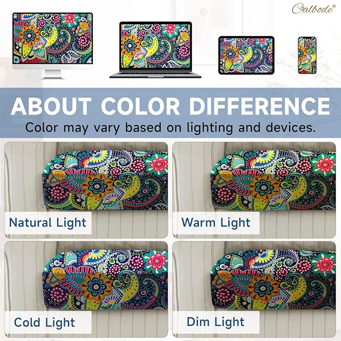 CALBODE 12Pcs Stretch Patio Cushion Cover, Boho Floral Couch & Sofa Slipcovers - Image 6