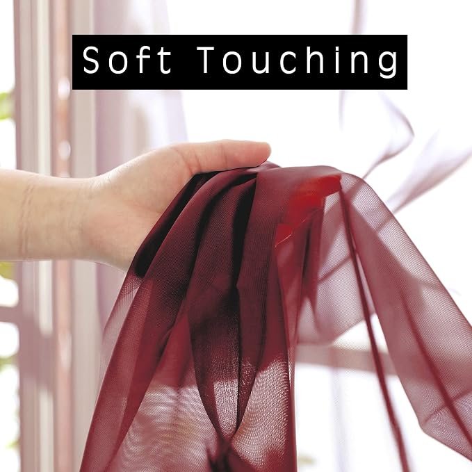Sheer Curtains, Sheer Curtains 63 inch Length 2 Panels Set, Rod Pocket Voile - Image 5