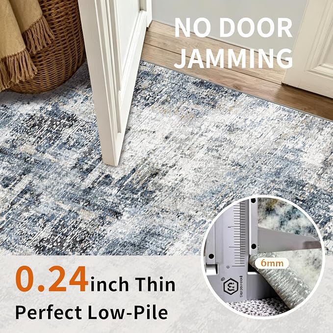 2x3 Small Washable Area Rug: Non-Slip Door Mat Midnight Sky | Dense Low Pile - Image 3