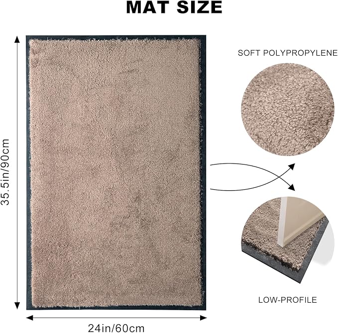 Super Absorbent Front Door Mat, 29.5" x 17", Non-Slip Washable Indoor Doormats - Image 3
