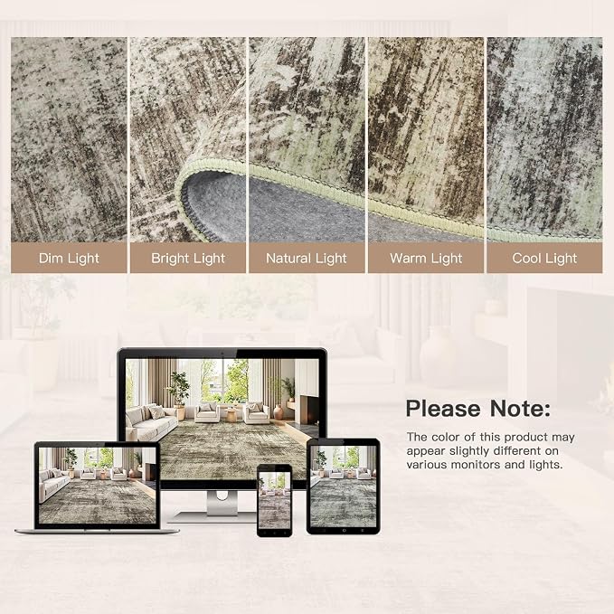 9x12 Area Rug for Living Room, Abstract Washable Non-Slip Large Rugs, Dining - Image 7