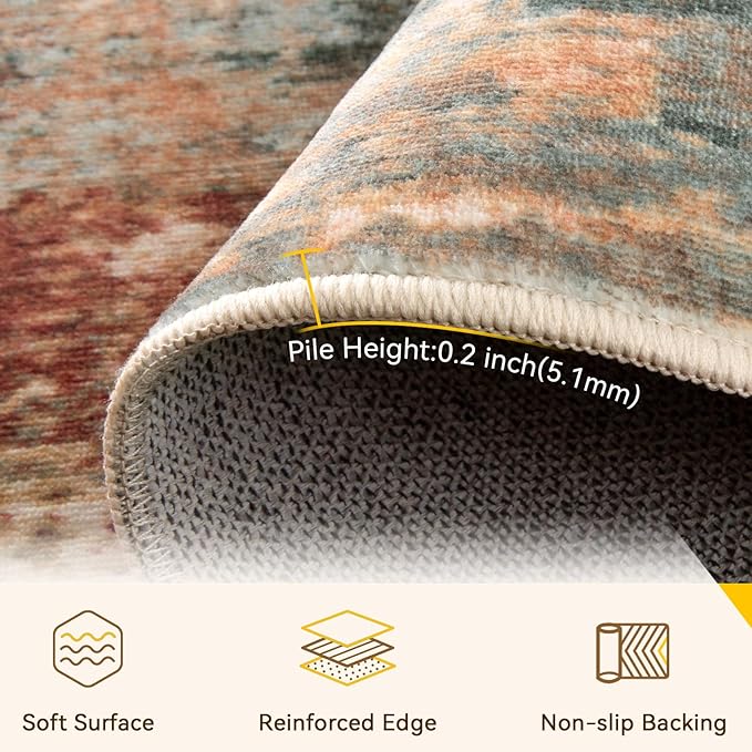 RELEANY Washable 5'x8' Abstract Area Rug - Image 5