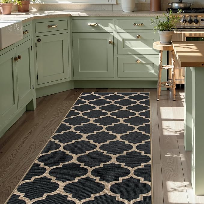 Lahome Moroccan Easy Jute Runner Rug, Geometric Trellis Woven Long Carpet - Image 8