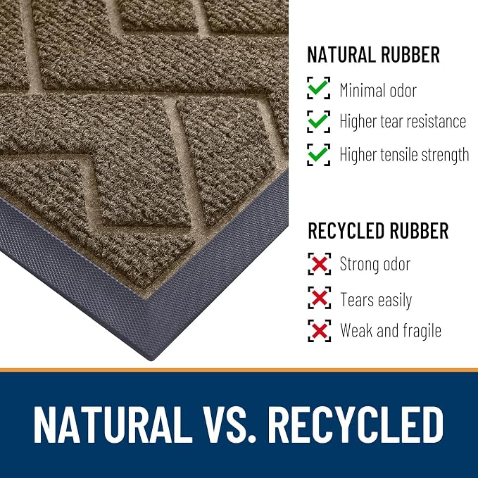OLANLY Front Door Mat Outside 47x23, All-Season Absorbent Rubber Doormat | Brown - Image 5
