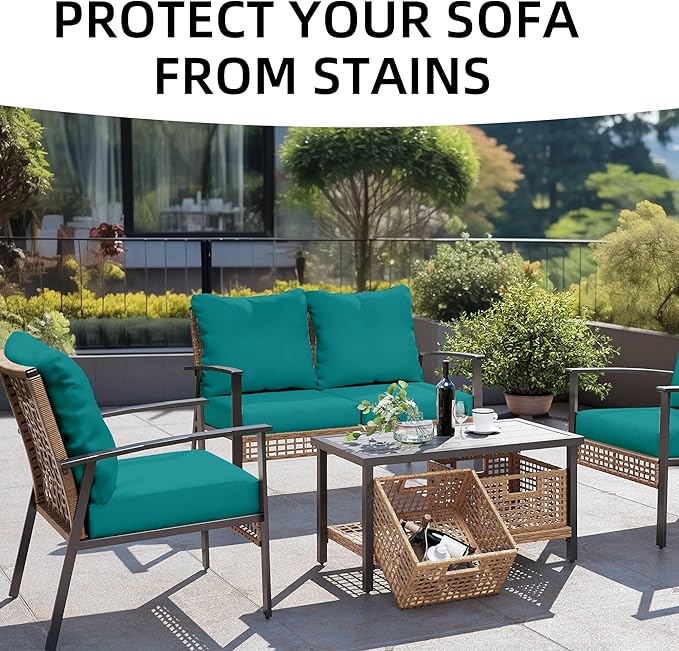 12PCS Patio Cushion Covers, Patio Furniture Couch Seat Slipcovers | Washable - Image 4