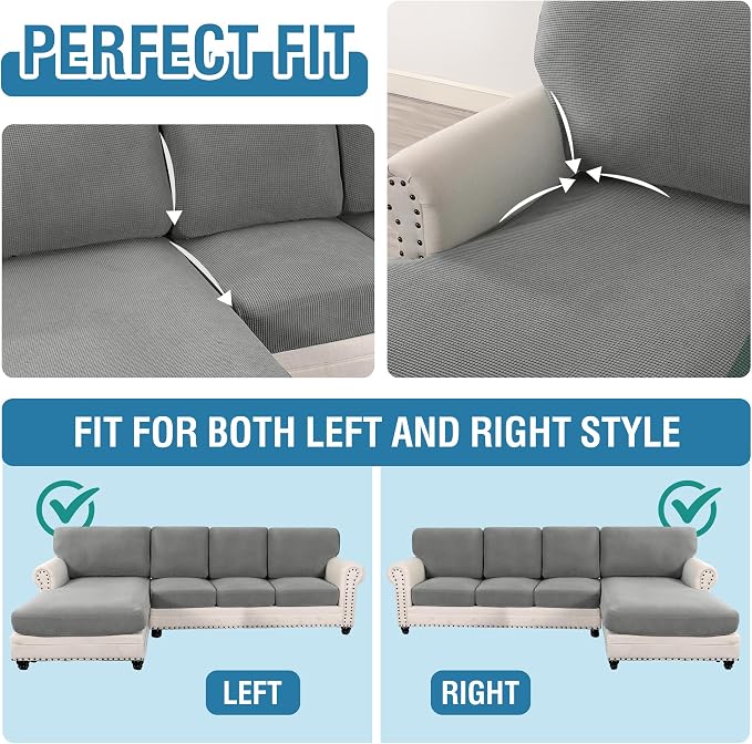 H.VERSAILTEX Sectional Couch Covers 8 Pieces Stretch Sofa Covers - Image 5