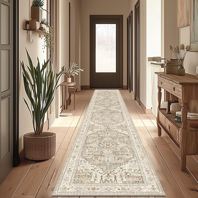 Yamaziot Washable Runner Rug, 2x12 Non-Slip Boho Hallway Kitchen Rug | Stain - Image 5