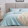Love's cabin King Size Quilt Set Light Blue Bedspreads - Soft Bed Summer Lightweight Bedspread Comforter - Modern Style Wave Pattern Coverlet for All Season - 3 Pieces (1 Quilt, 2 Pillow Shams)