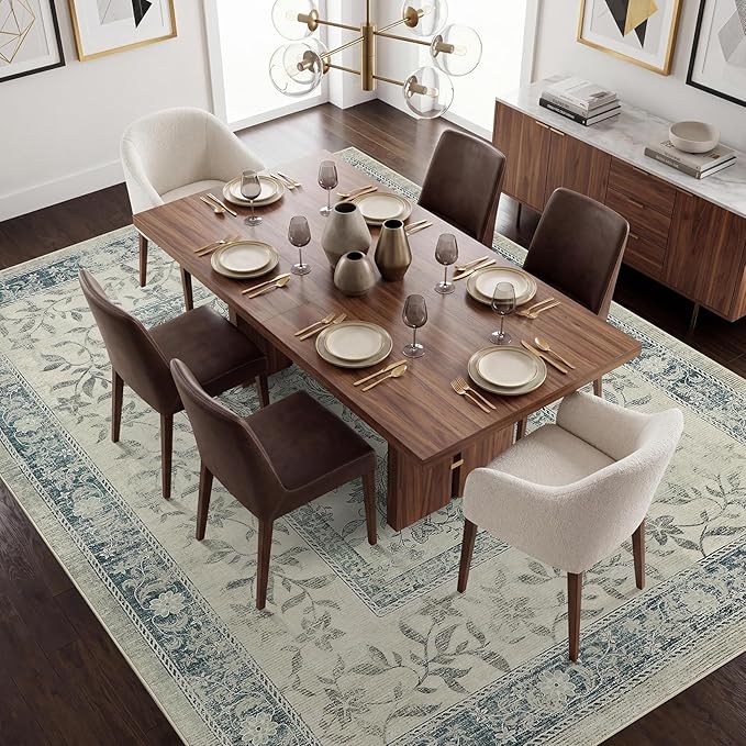 GarveeHome Vintage Blue Area Rug 10x13 - Image 3
