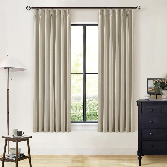 Burlywood Birch 63 Inch Blackout Pleated Linen Curtains - Image 7