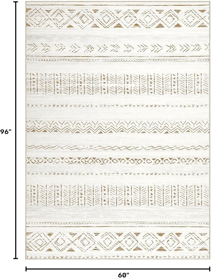cotiled Boho 5x8 Area Rugs for Living Room: Soft Moroccan Washable Rug | Solve - Image 2