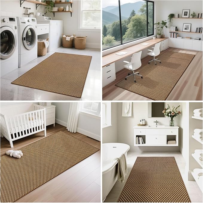 Indoor Door Mat Entryway Rug Non Slip Washable Dark Brown 2x3 ft | Front Entry - Image 7