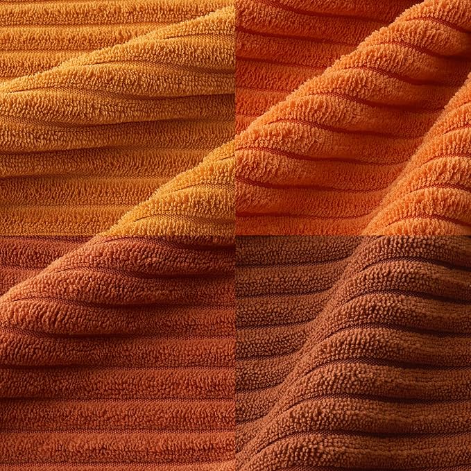 MIULEE Fall Corduroy Decorative Throw Pillow Covers Orange Rust 18x18 | Set of 4 - Image 7