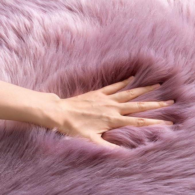 SERISSA 2x6 Fluffy Light Purple Faux Fur Area Rug - Image 4