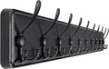 SKOLOO Coat Rack Wall Mounted - 38.3'' Long, Wooden, Heavy Duty, Rustic Coat Hooks for Wall, 16'' Hole to Hole, Wall Coat Rack with 10 Triple Hooks for Hanging Clothes, Jacket, Hat(Black)