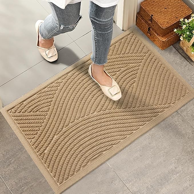 Sturdy Front Door Mat, Absorbent Muddy Dirt Resist Welcome Door Mats Outdoor by HIYARD