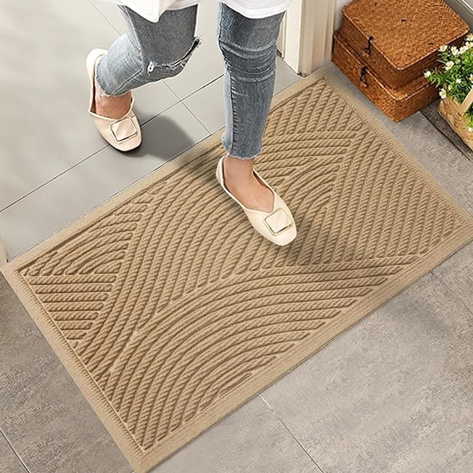 Sturdy Front Door Mat, Absorbent Muddy Dirt Resist Welcome Door Mats Outdoor by HIYARD