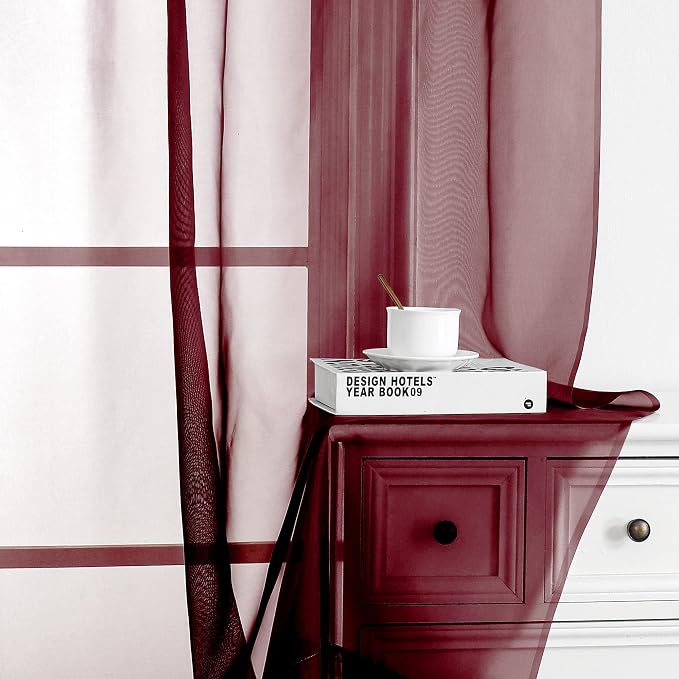 Simplebrand Rod Pocket Top Solid Voile Sheer Curtains - Image 5