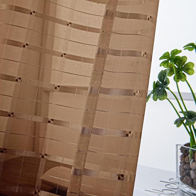 SpaceDresser Check Sheer Curtains 84 Inches Long - Image 2