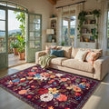Area Rug 4x6 Rug Washable Boho Rugs | Non Slip Low Pile Floral Small Carpet by WelcometoBabovid