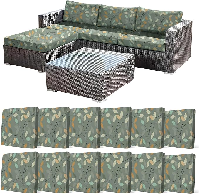 CALBODE 12Pcs Stretch Patio Cushion Cover by CALBODE