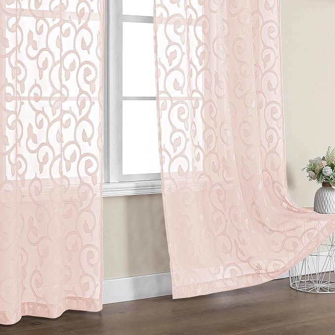 Furman Blush Sheer Curtains 63 inch Length - Image 6