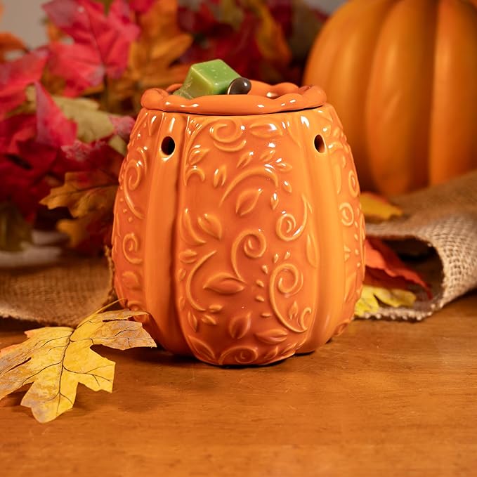 Scentsationals Wax Melt Warmer, for Scented Wax Melts - Autumn Collection Swirly Pumpkin - Fragrance Cubes and Tarts