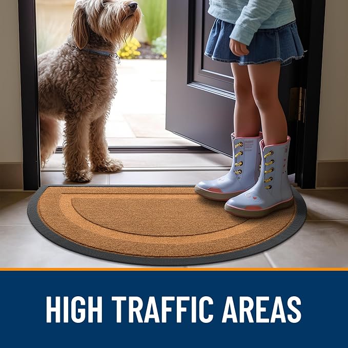 OLANLY Half Circle Front Door Mat Outside 35x23 All-Season Rubber Doormat | - Image 6