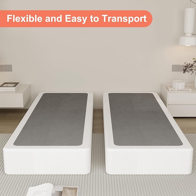 Split California King Box Spring 7 Inch, Heavy Duty Metal Box Spring Cal King Size with Fabric Cover, Noise-Free, Quick Assembly