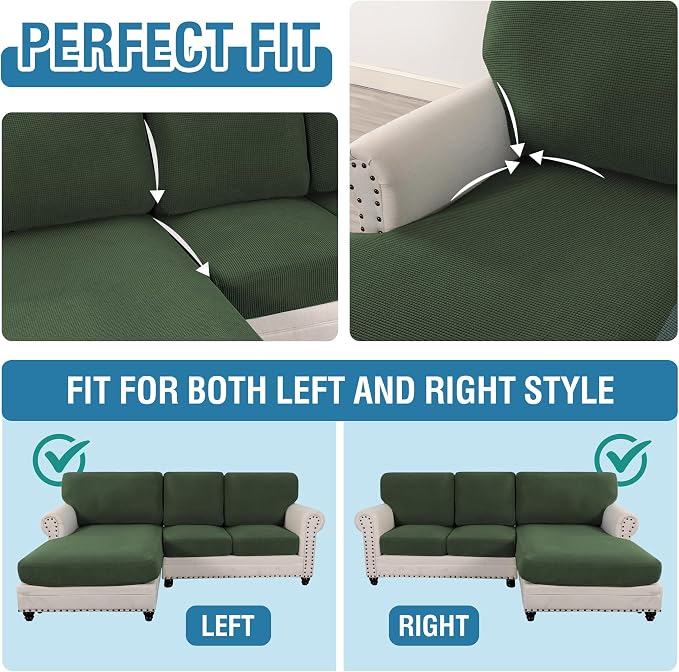 H.VERSAILTEX Sectional Couch Covers 6 Pieces Stretch Sofa Cover - Image 5