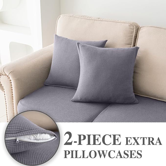 LA MEACK Couch Cushion Covers for Sectional Sofa L Shape Washable Separate Seat - Image 3